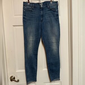 MOTHER Stunner Zip Ankle Step Fray in Good Girls Do Blue Jeans